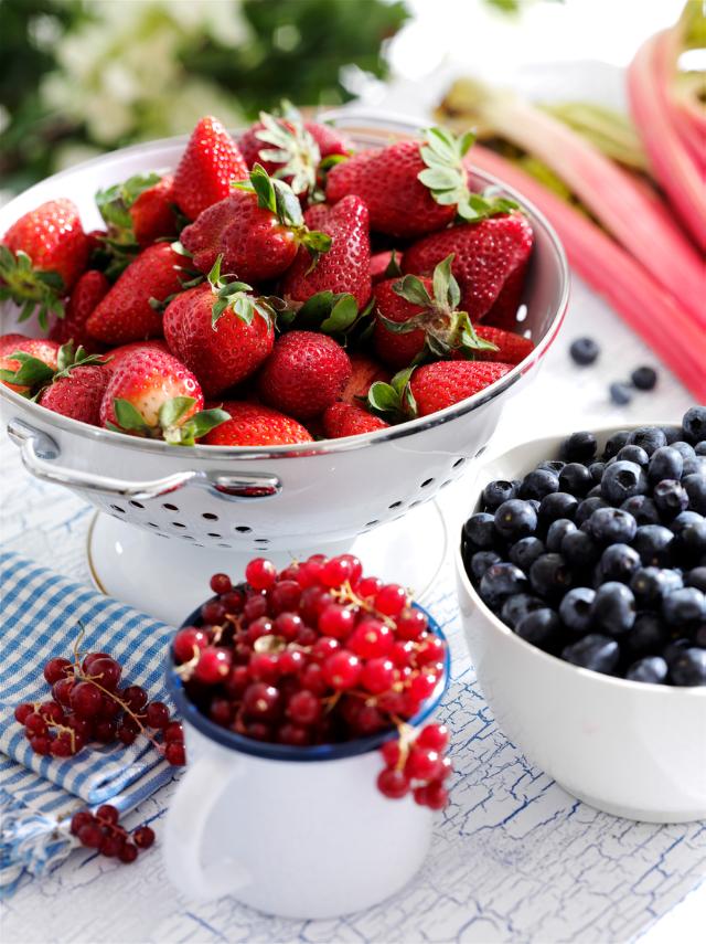 Strawberries, currants and blueberries
