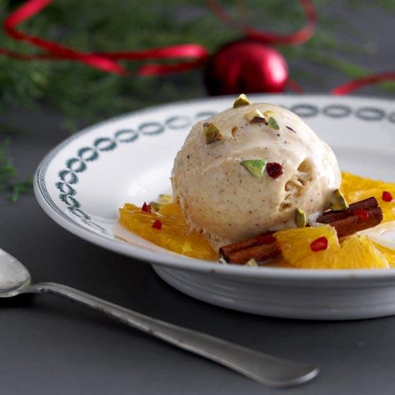 Orange salad with Christmas ice-cream