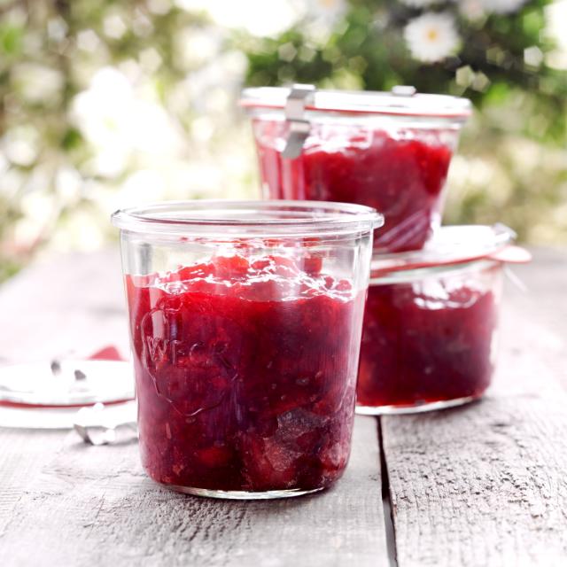 Rhubarb and strawberry jam