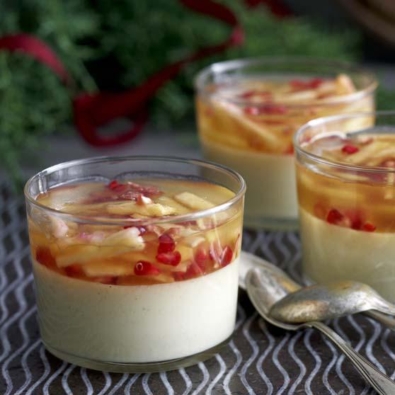 Cardamom pannacotta with pineapple and pomegranate