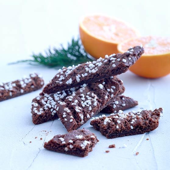 Chewy chocolate cookies with orange