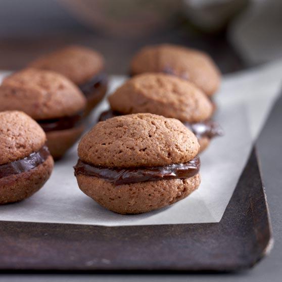 Chocolate whoopies with orange filling