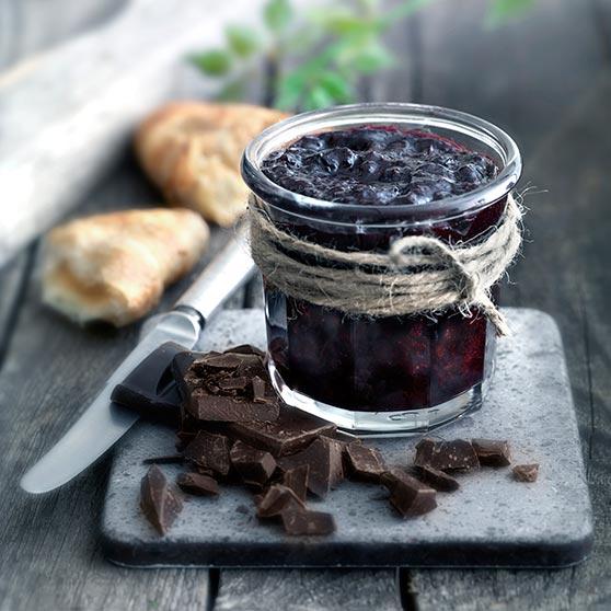 Pickled cherries with chocolate