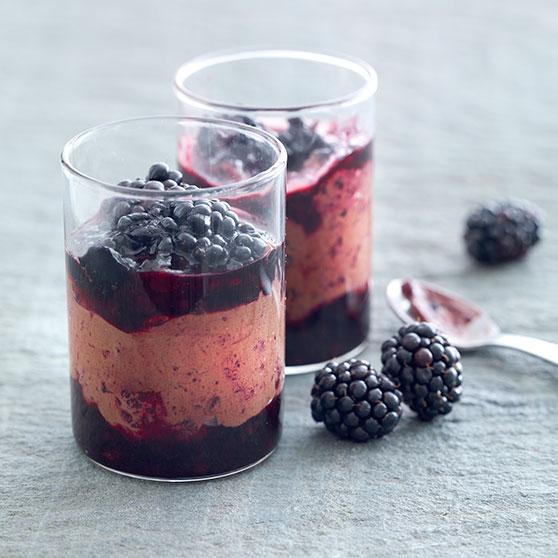Chocolate mousse with blackberry compote