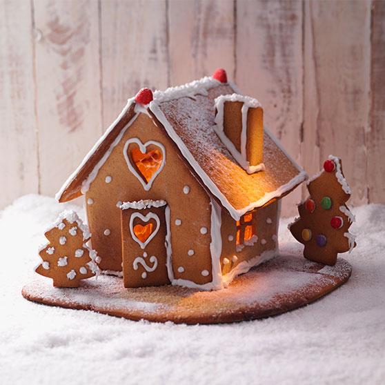 Iced gingerbread house